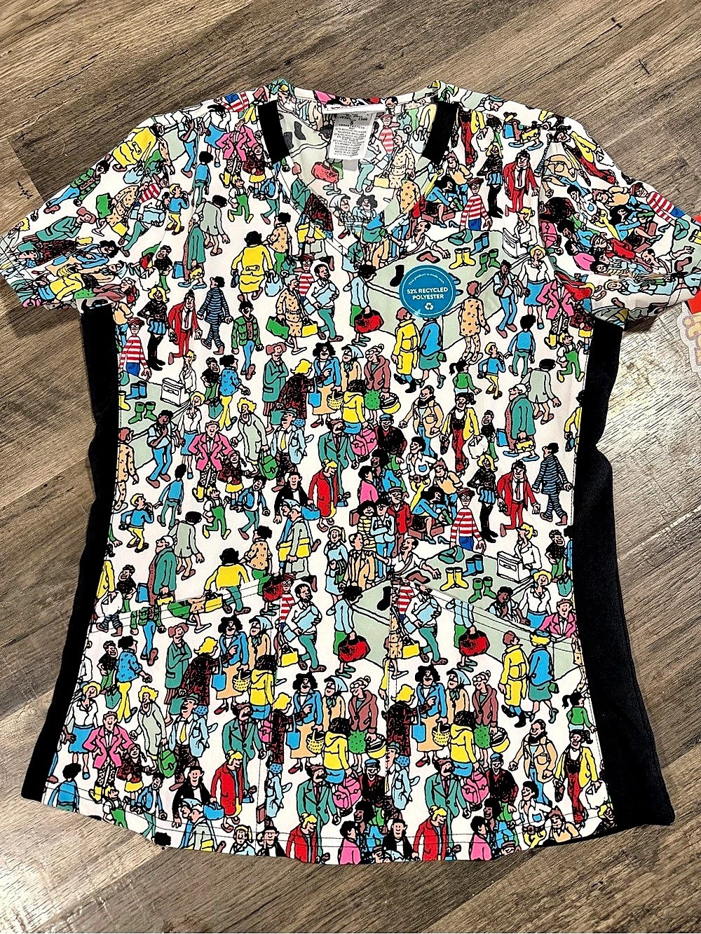 NWT Cherokee Tooniforms Scrub Top S Where’s Waldo Scrubs Nurse Uniform Vet CNA